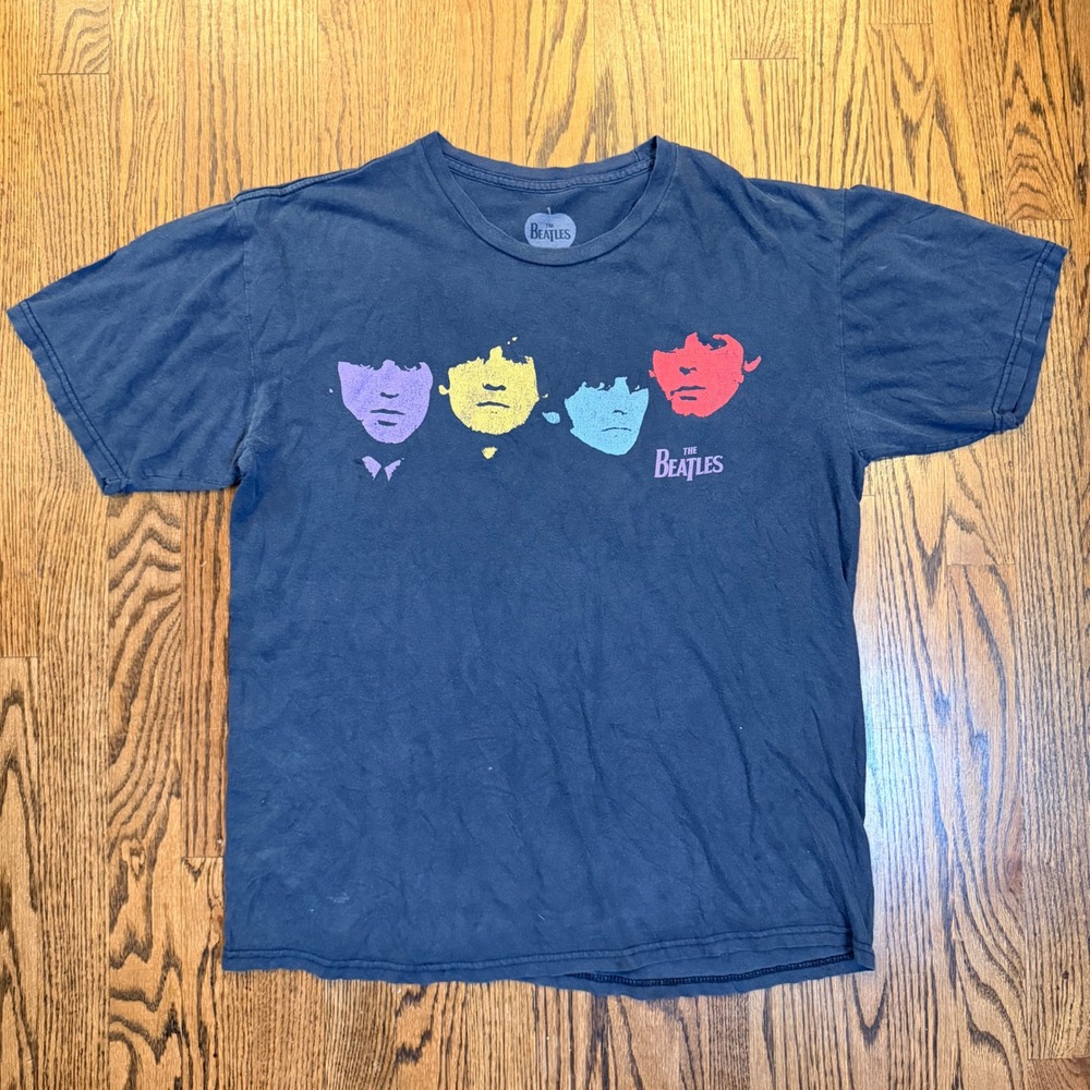 The Beatles 2010 Apple Corps Graphic T-Shirt Band Size L Black Fade Soft Cotton